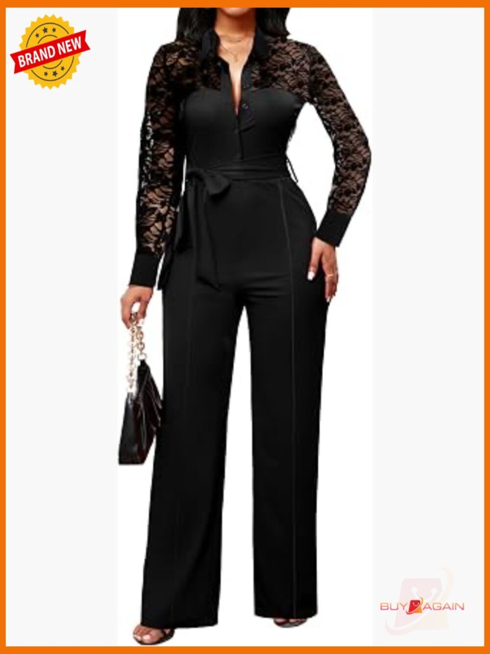 Elegant Long Sleeve Formal Jumpsuit with Zipper Back